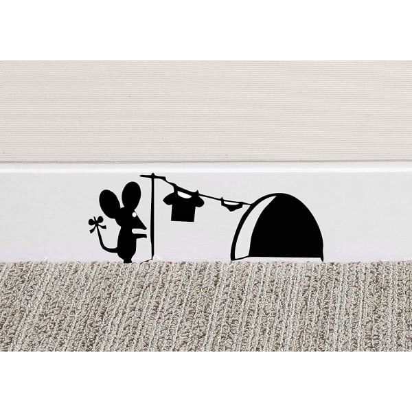 Mouse Hole Wall Art Sticker Tvätt Vinyl Dekal Möss Hem Skirtin