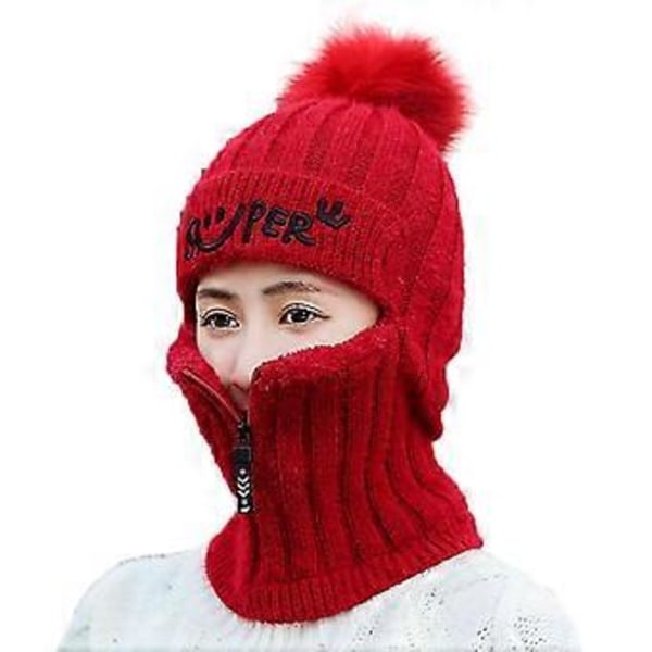 2-pack Hatt Dam Vinter Stickad Öronskydd Ullhatt Varm Tjock Sammet Koreansk Version Trendig Höst Och Vinter Ridning