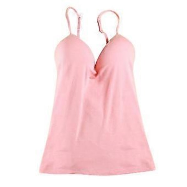 Naisten Seksikäs Säädettävä Olkaimellinen Sisäänrakennettu Rintaliivit Toppi Camisole M Valkoinen (Pinkki)