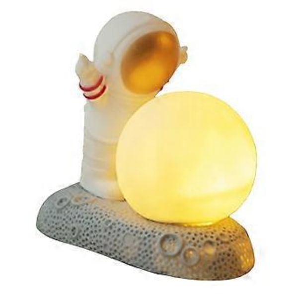 Spaceman Måne Natlampe Dekorativt Sødt Udseende Varmt Lys Natbordlampe til Soveværelse