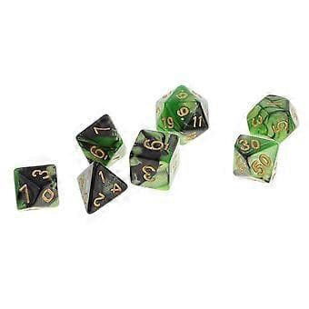 10x7 Stykker Polyhedriske Terninger til Dungeons and Dragons RPG Brætspil Grøn Sort