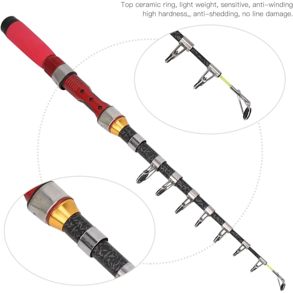 Teleskopisk fiskestang, kastefiskestang, bærbar kort tyk stærk til fiskerejser