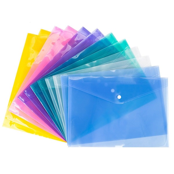 A4 Plastiklomme, Dokumentmappe Lommer med Klap, Transparent