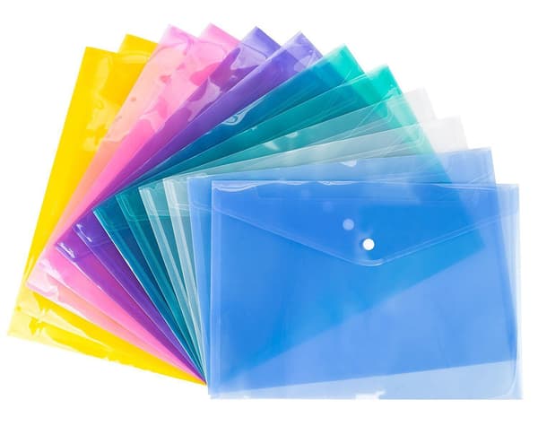 A4 Plastlomme, Dokumentmapper med Klaff, Transparent