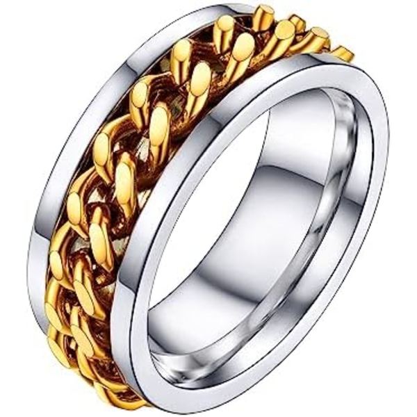 Herre- og dame rustfrit stål 7 mm bred ring, Hip Hop tommelfingerringe Fashion Cuban Link kæderinge
