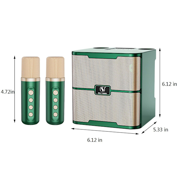 Karaoke-maskin med trådlös Bluetooth-mikrofon Bärbar Bluetooth-högtalare Dubbel mikrofon Högtalarmikrofon Allt-i-ett-maskin Stöder | Usb | A Green