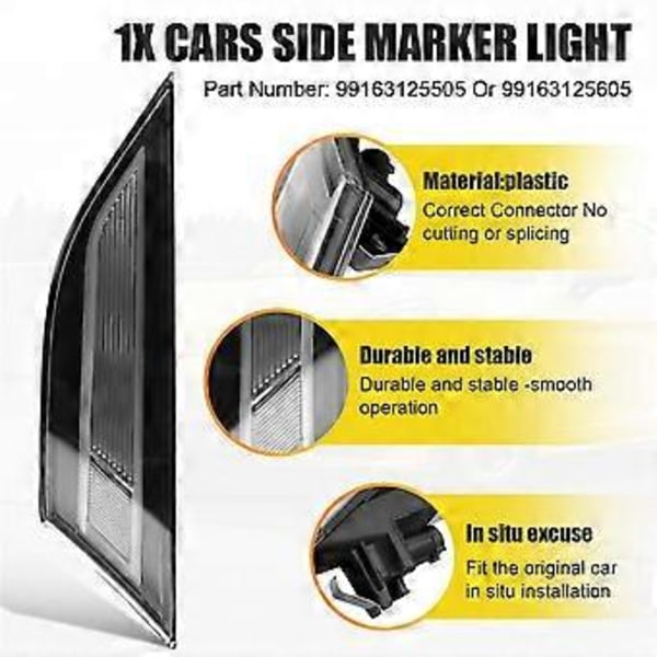 Främre Sidomarkeringsljus Blad Lampa för 991 981 718 Turbo 2012+ Vänster 99163125505