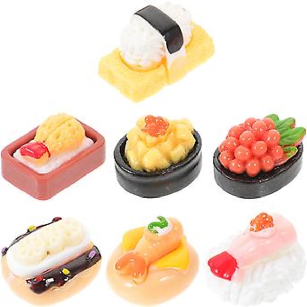 7 stk Miniatyr Mikro Matmodeller Mini Matleker Miniatyr Matfigur Dukkehussaker