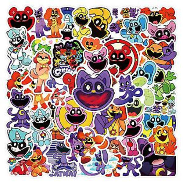 50-pack Smilling Critters-klistermärken Horrorspel Cartoon Catnap Hoppy Hopscotch Dekal Present till Gitarr Bagage Tide Skateboard Laptop