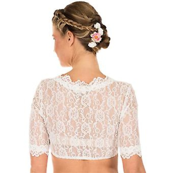 Elegant Dirndl-bluse for kvinner til Oktoberfest, blondekant svart skjorte (XL)