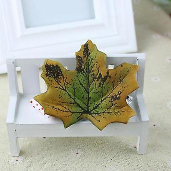 100 stk Efterårs Kunstige Blade Maple Leaf Bryllup Fest Prop Dekorationer (100 stk Grøn Brun)