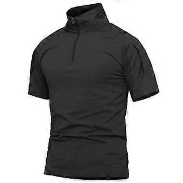 Sommer Kortærmet Taktisk Skjorte Mænd 1/4 Lynlås Åndbar Bomuld Militær Uniform Kamp T-shirt (XL blå)