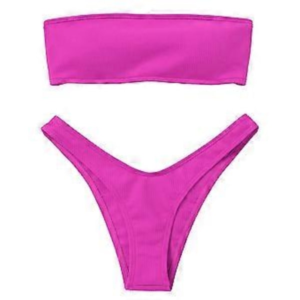 Naisten rantabikinisetit, muodikas yksivärinen seksikäs ontto avoselkäinen bikini uimapuku jaettu uimapuku kesä Push up (style73)