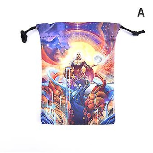 Tarot-posevesk med snor, oppbevaringspose for orakelkort, hekseri-tilbehør (Mønster A)