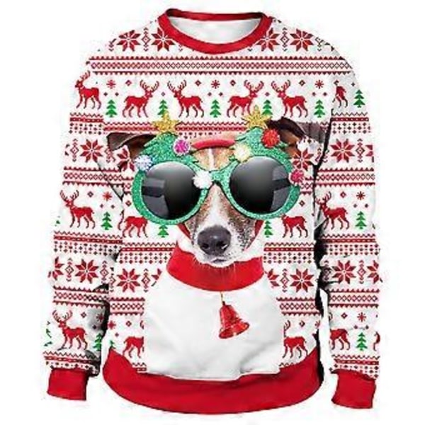 Jultryckta Partröjor för Kvinnor och Män Långärmad Pullover Jumper Julparty Nyhet Toppar Semesterpresent (L C)