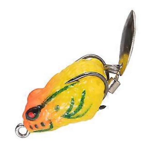 Topwater sluk, froskesluk, metallpaljett, silikon agn for bassfiske med doble kroker, fiskecrankbait sluk, flytende sluk for ferskvann (Stil F)