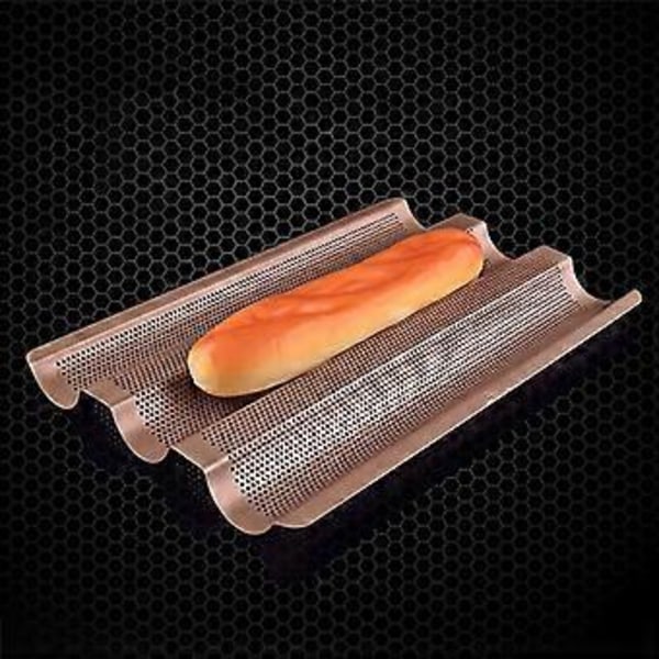 Gourmet Bakning Essential, Form för Franskt Bröd Baguette, Förtjockat Kolstål Non-Stick Yta för Perfekta Bakresultat