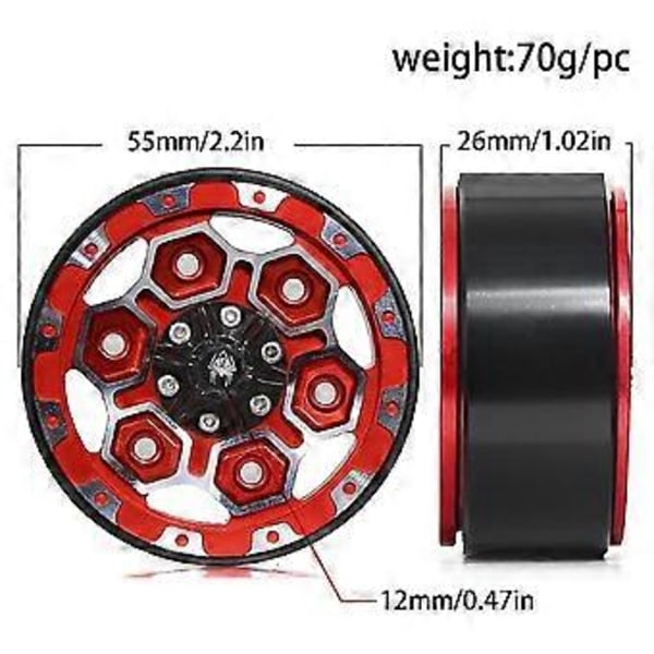 4 st Metall 1,9 tum Beadlock Fälg Hjulnav för 1/10 RC Crawler Bil Axial SCX10 Pro Capra TRX4 /D90 Redcat Grön