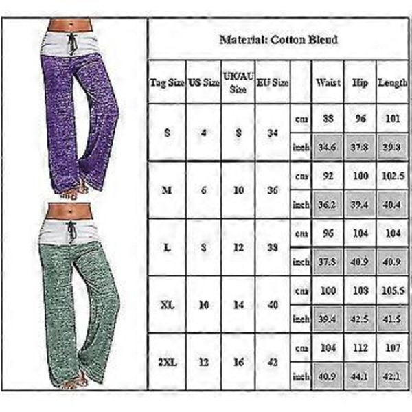 Naisten väripilkku kiristysnyörilliset joogahousut rennot löysät hengittävät kuntosali urheilu pilates pitkät housut -NMAOV(L Violetti)