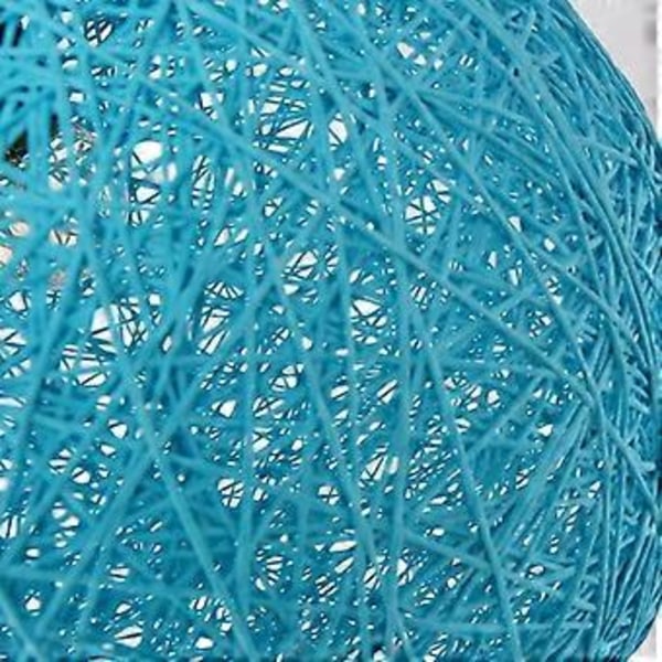 Blå Retro Hänglampa i Rotting Rund Glob 15cm, DIY Lampskärm Taklampa E27 för Vardagsrum Restaurang Köpcentrum Bar