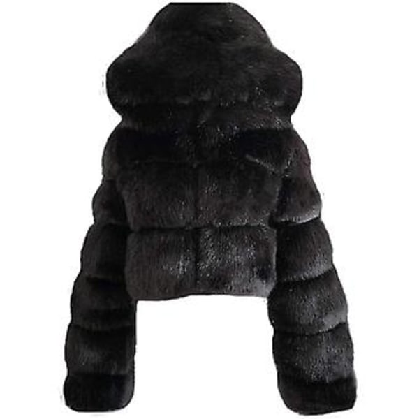 Pelsjakke for kvinner med hette, kortere boblejakke, fleece, varm jakke, stor størrelse, vinterjakke for kvinner, 4X stor