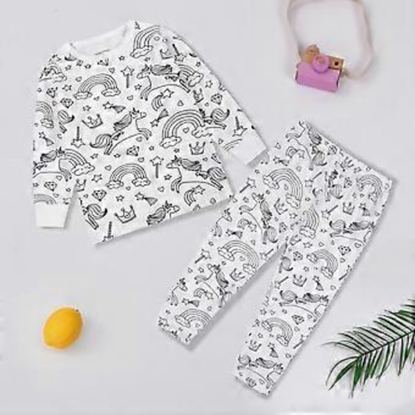 Luovat Lasten DIY Graffiti Pyjamat Kotiasusetti, Väritä Omat Univaatteet Pojille & Tytöille (2-3 Vuotta Yksisarvinen)