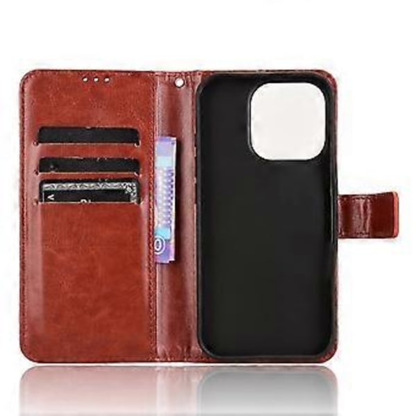 För iPhone 16 Pro Max Skal Crazy Horse Textur PU Läder Telefonplånbok Fodral (Stil D)