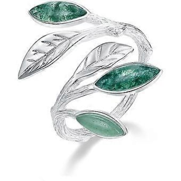 925 Sterling Sølv Marquise Formet Jade Aventurin Åbne Bladringe Olivenbladringe Håndlavet Smykker Unikke Gaver til Kvinder Mor Mor Kone Piger