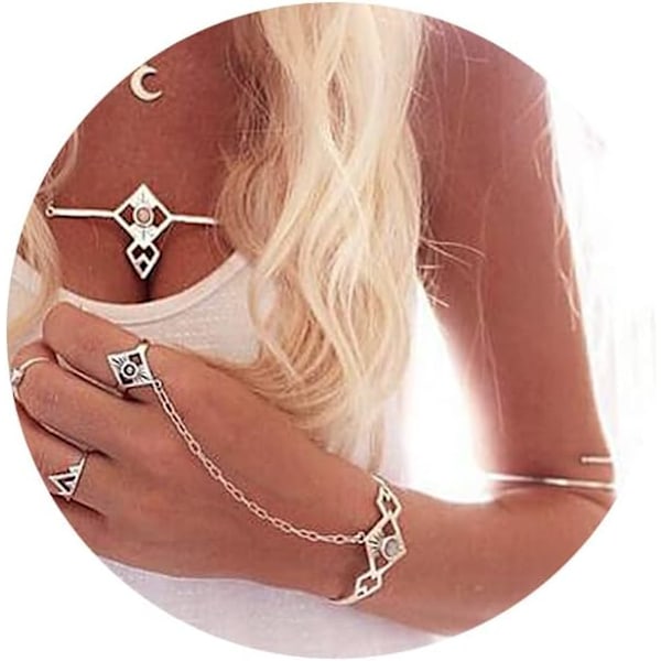 Finger Ring Armbånd Boho Sølv Slave Armbånd Håndkæde Tilpas Hverdagsarmbånd Krops Smykker til Kvinder