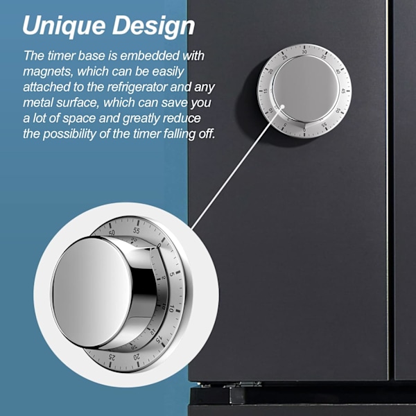 Mekanisk Køkken Timer, Magnetisk Timer, Genanvendelig