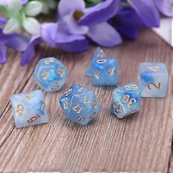 7 st D20 Polyhedral Tärningar Glitter Dubbla Färger 20-sidiga Tärningar Bordsspel för Bar Pub Klubb Fest