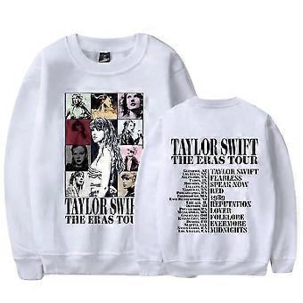 Taylor Swift The Eras Tour Tröja Långärmad Rundhals Casual Jumper Pullover Toppar Fans Presenter För Män Kvinnor Vänner (3XL Vit)