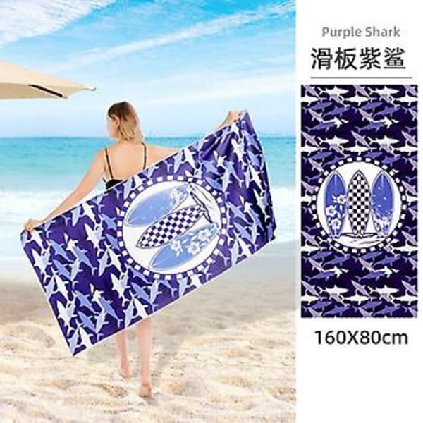 24 Mönster Snabbtorkande Mikrofiber Strandhanddukar 80*160cm Strandhandduk Stor Sport Handdukar Strandhanddukar Campingtillbehör 12
