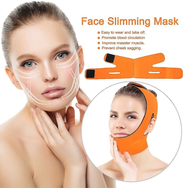 Face Slimming Cheek Mask, V Face Line Bälte Andas Haklyft Upp Anti Skrynkla Sömn Mask Rem (orange)