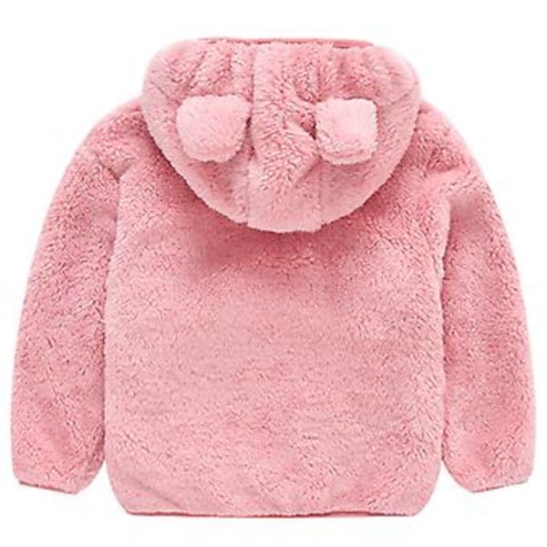 Barn Teddybjörn Fluffig Fleece Huvtröja Varm Zip Up Jacka Ytterkläder (2-3 År Rosa)