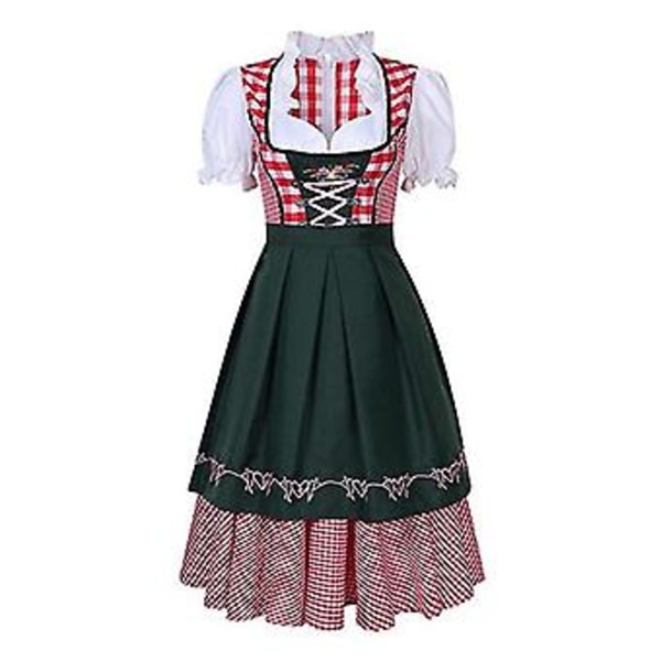 Kvinnors Oktoberfest Öl-Tjänsteflicka Kostym Cosplay Fancy Dress Bayerisk Traditionell Dirndl Klänning (M Mörkgrön)