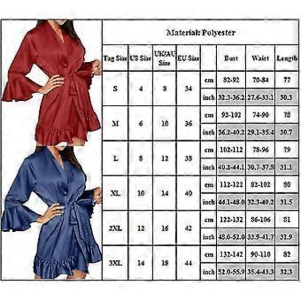 Dam Sovplagg Nattlinne Sexig Badrock Volangfåll Sovplagg Underkläder Flerfärgad Valfri (3XL Blå)