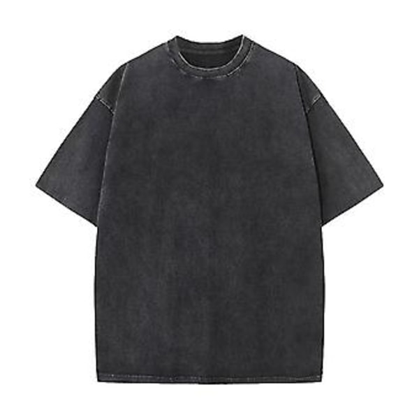 Miesten T-paita Yksivärinen Pyöreäkaulainen Puolihihainen Hengittävä Hikoilunpoistava Kesä Kulunut Vintage Rento Miesten T-paita Päivittäiseen Käyttöön (XL Musta)