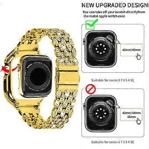 Typ B För Apple Watch Series 6 5 4 SE (2022) SE 40mm Klockarmband Rostfritt Stål Strassdekor (Stil B)