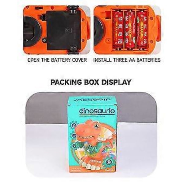Dinosaurieleksak Elektrisk Dinosaurie Baby Musikaliska Sensoriska Leksaker Spädbarn Ljud & Ljus Krypande Gående Leksak Småbarnspresent (Orange)