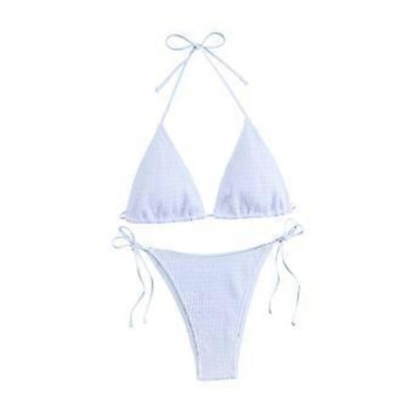 Tvådelad Baddräkt Tankini Simkläder Baddräkt för Strand Pool Party (L Vit)