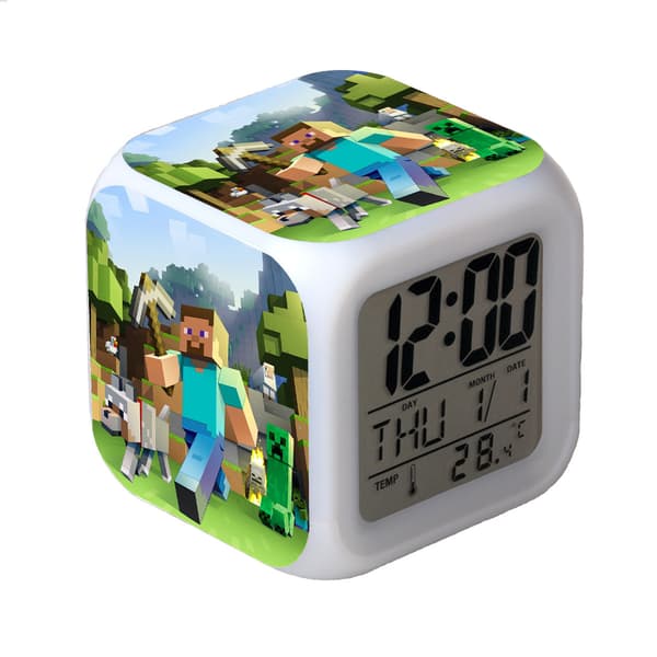 Digital Multifunktionell Väckarklocka Minecraft Väckarklocka LED-Edition