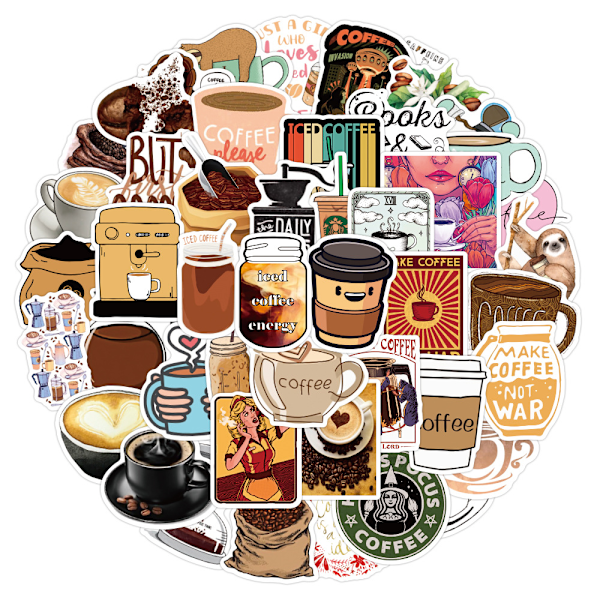 Stickers med kaffemotiv 100 stk MultiColor