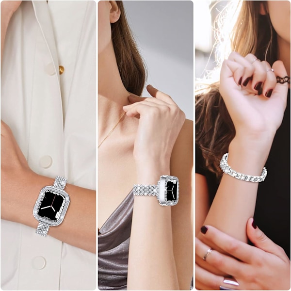 Glitterrem med case för Apple Watch Series 7 SE 6 5 4 45/41/4