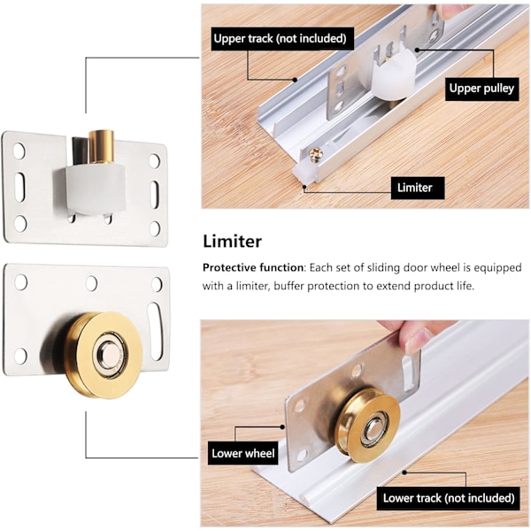 4 par glidande dörrrullar, glidande dörrhjul garderobsdörr Sl