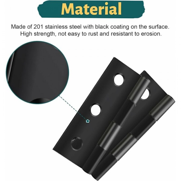 8 pak foldbare hængsler 68mm × 38mm, sort rustfrit stål hængsel, P