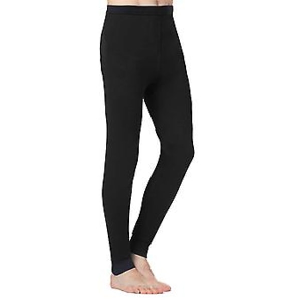 Fianao Base Bukser Høj Elasticitet Termisk Foran Åbning Ankel Båndet Mænd Lange Bukser til Søvn (2XL Sort)