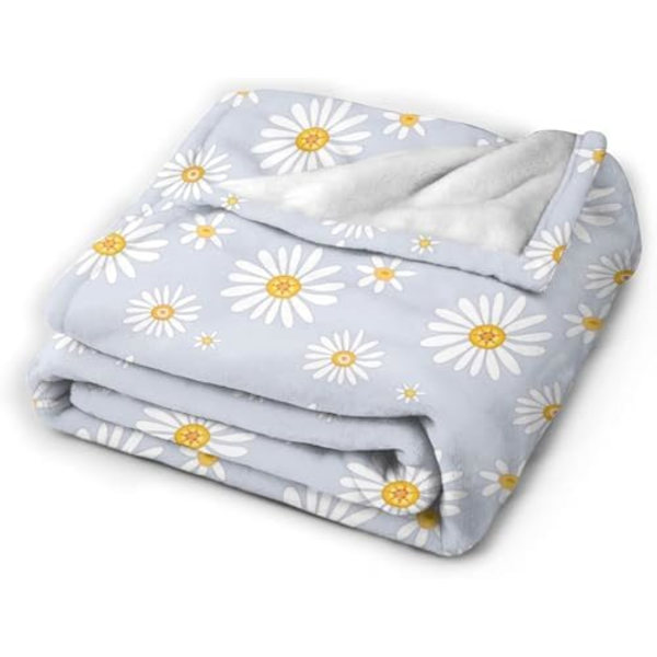 Lille Daisy blomster Fleece tæppe Ultra blødt hyggeligt dekorativt Flannel tæppe til hjem seng sofa stol rejse