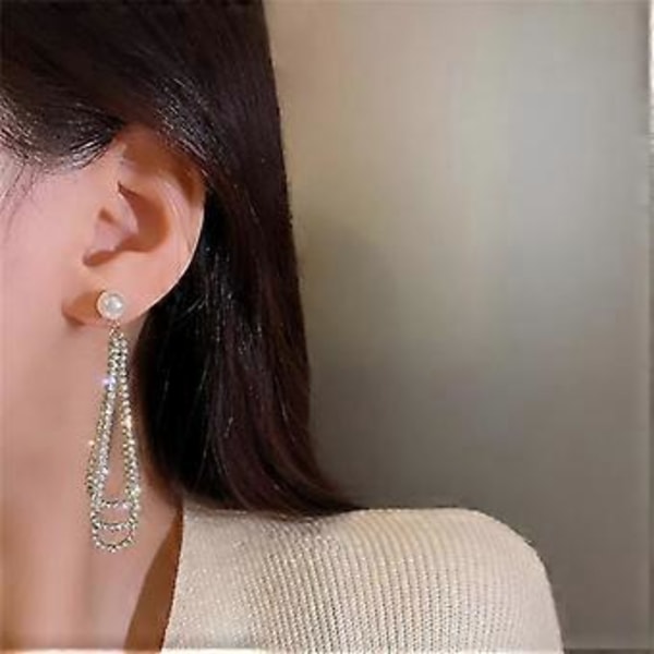 925 Sølv Nål Lange Tassel Ørepynt Kvinner Trendy Luksus Nisje Drop Ørepynt Perle Ørepynt Drop Øre Moderne Kvinnelig Smykker ( )