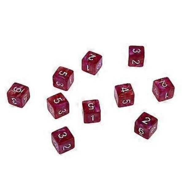 10 stk. D6 Polyhedral Terninge Bundle til DND Party Spil Prop (Rød Lilla)